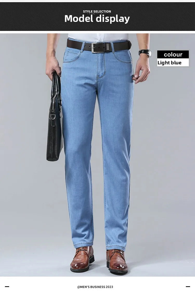 2026  New In Summer Thin Jeans Men's Loose Lightweight High Quality Straight Trendy Versatile Long Pants