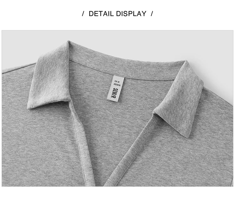 Semir Women Polo Shirt Short Length Ruched Slim Fit Standard Shoulder Cool Feeling 2026 Summer Temperament Versatile Fashion Top