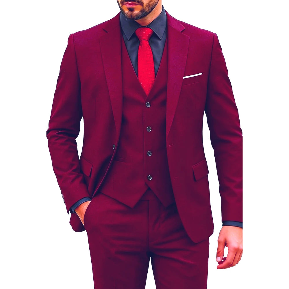 Men Suits For Wedding 3 Pieces 2 Set Elegant Slim Fit Jackets Pants Blazers Formal Outfit Fashion Business Classic 2026 Costume
