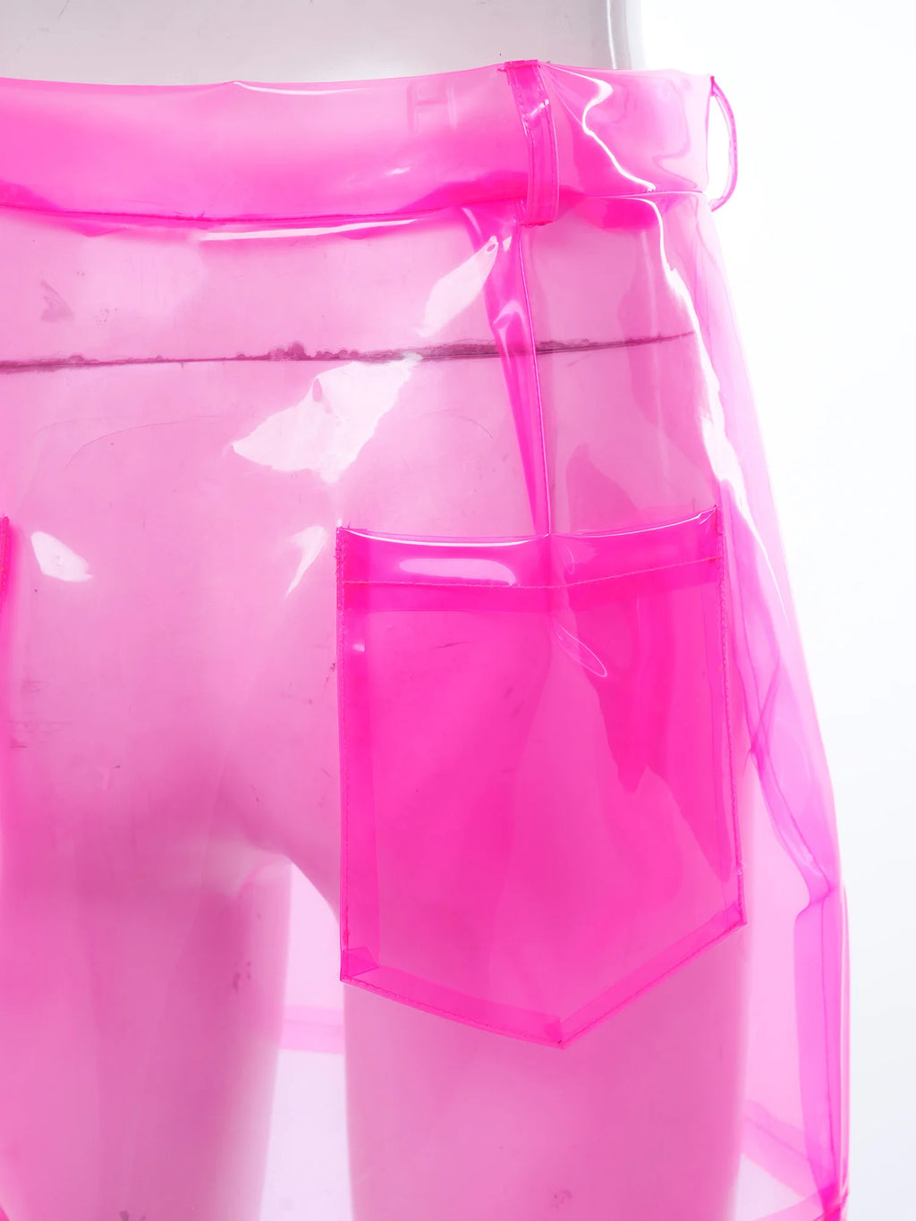 Transparent Pvc Disco Jazz Dance Bodycon Skirt for Women High Waist Pencil Miniskirt with Pockets See Through Cover Up Clubwear