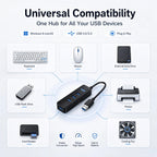 USB 3.0 Hub 4 Ports 5M Extension Cable Multi Port USB Hub Adapter High Speed Data Transfer for Laptop PC Computer Notebook