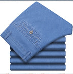 2023 Business Pure Cotton Spring and Summer Thin Men's Jeans Men's Stretch High Waist Loose Fashionable Comfortable Casual Pants