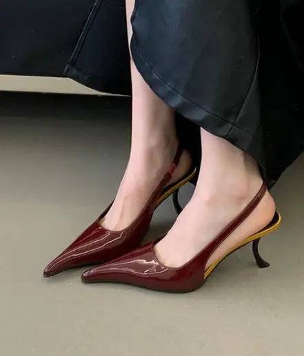 Women's Designer Heels Patent Leather Pointed Toe Sculptural Thin High Heels Sandals Pumps Runway Chic Luxury Party Dress Shoes