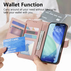 Compatible with iPhone 17/16e/15/14/13/12 Pro Max 16 Plus Lanyard Zipper Wallet Case Dual Card Holder Flip Stand Magnetic Buckle
