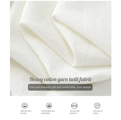 Dukeen Heavyweight Short-Sleeved Shirt Men's Summer Solid Color Lapel Pocket Casual Shirt Cotton White Shirts