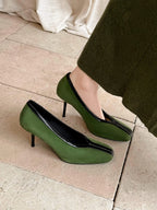Krazing Pot Superstar Kid Suede Shallow Square Toe High Heels Spring Autumn Shoes Office Lady Party Wedding Dress Women Pumps