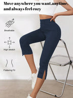 Women's High-Waisted Seven-Point Leggings Summer Thin Stretchy Fitness Sports Yoga Pants Wearable Outdoor