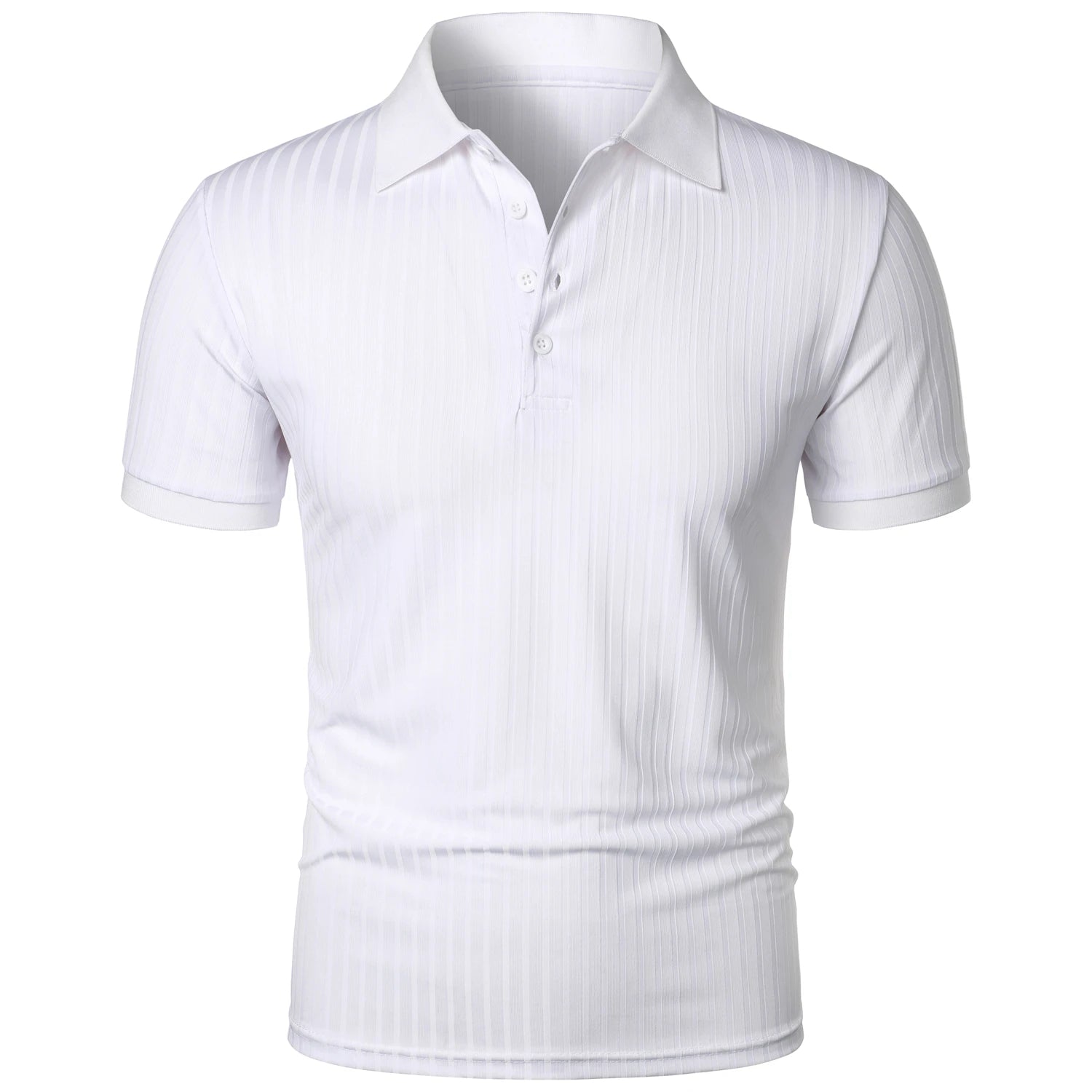 Men's running sports fitness wear summer high stretch vertical short-sleeved POLO shirt slim knit base shirt