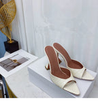 Europe and The United States 2023 Summer New Fish Mouth Shallow Mouth Half Slippers High Heels Women