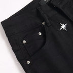 Autumn and Winter Fashion Trend Print Retro Straight Tube Elastic Men's Denim Pants Casual Sports Comfortable High-Quality Jeans