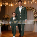 Formal Men's Suit 3pcs White Jacket Pants with Khaki Vest Slim-Fitting Parent-Child Custom Set for Wedding Prom Birthday Party