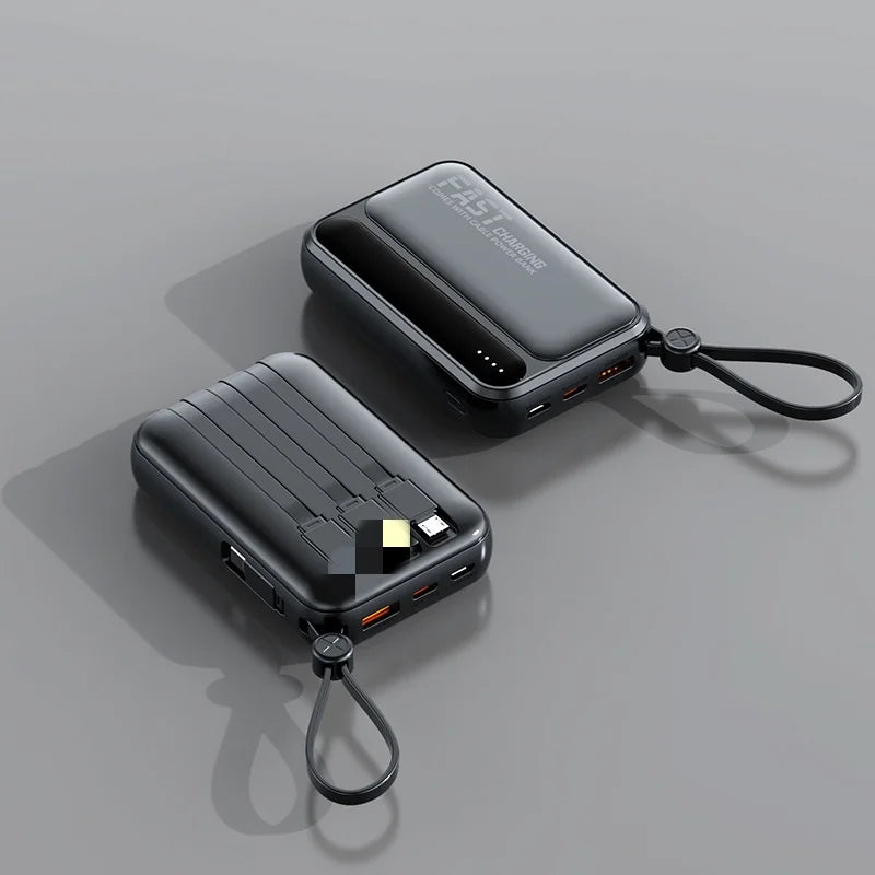 10000/20000mah Power Bank  4 in1 Built in Cables Intelligent Digital Display Light Portable Battery for IPhone Android Phone