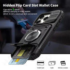 Military Quality Case for iPhone 11 13 14 15 16 Pro Max Magnetic Rotated Ring Kickstand Heavy Duty Drop Protection Wallet Cover