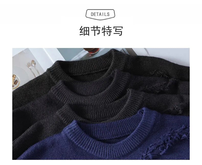 2024 Winter Sweaters for male men thick O-neck sweater men Student youth sweaters autumn Men's wool Casual Knitwear Pullover