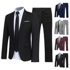 Men Pants Two Pieces Set Commuting Loose Leisure Fashion Office Business Suit Wedding Wear Lapel Formal Groom Suit Set