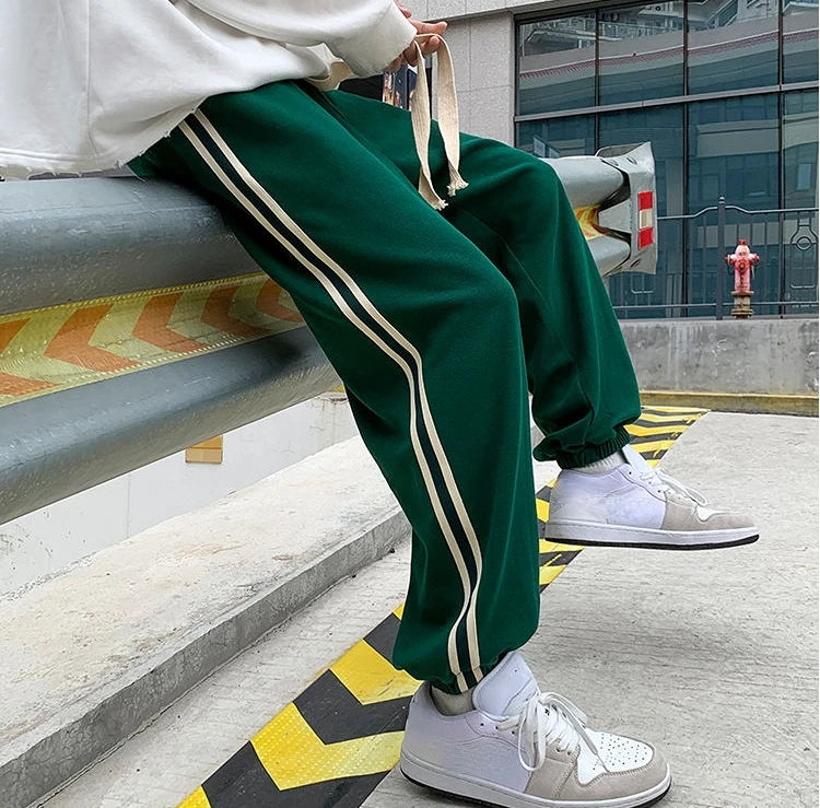 Trousers Hip-hop Wide Leg Sweatpants For Men Summer Stylish Training Cotton Loose Elastic Y2k Casual Baggy Male Sweat Pants L