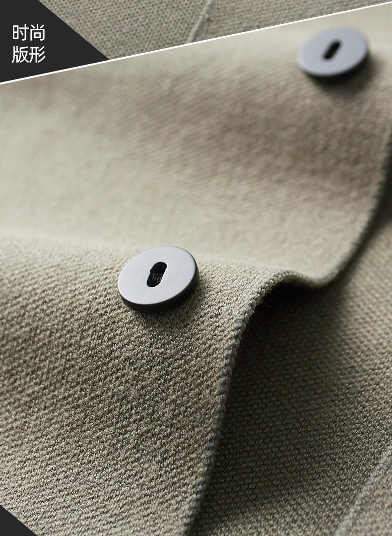 Autumn And Winter New Casual Wool Knit Cardigan Men's Fashion V-Neck Solid Color Shirt Loose Sweater Coat