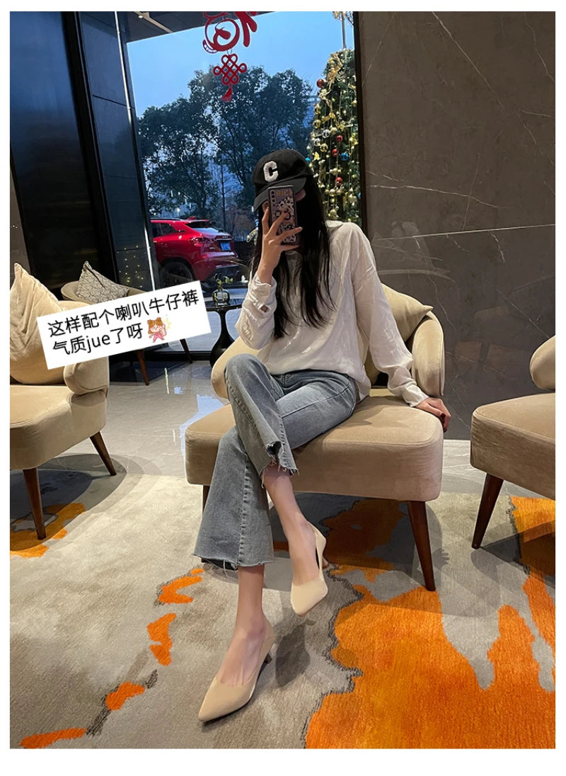 Beige Pointed Toe Kitten Heel Pumps Slip On Dress Shoes Comfortable Non Slip For Business Office Wedding Party Daily Wear  New