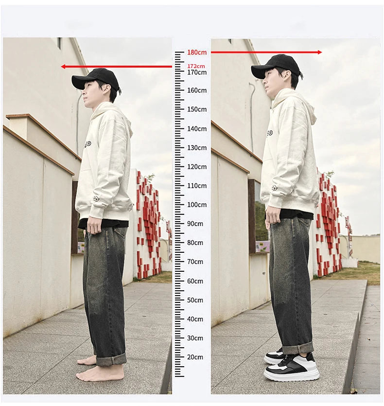 Men Genuine Leather Height Increasing Elevator Shoes Men non-slip BreathableElevator shoes Man Sneakers Comfortable Casual Shoes