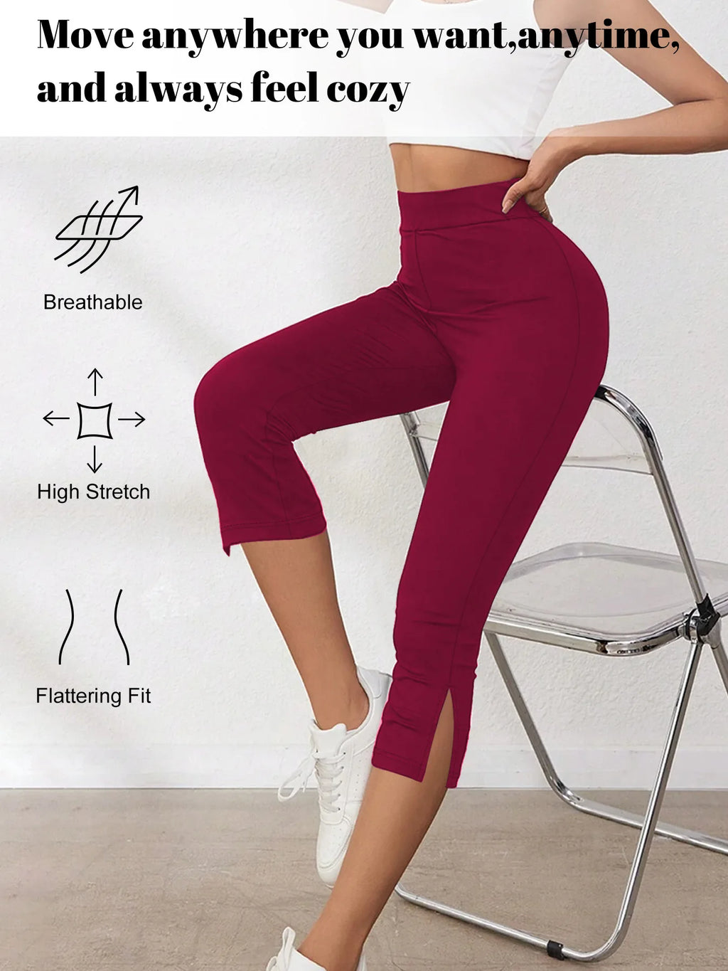 Women's High-Waisted Seven-Point Leggings Summer Thin Stretchy Fitness Sports Yoga Pants Wearable Outdoor