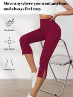 Women's High-Waisted Seven-Point Leggings Summer Thin Stretchy Fitness Sports Yoga Pants Wearable Outdoor