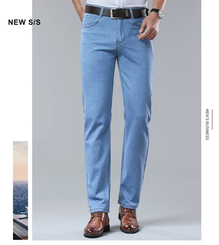 2026  New In Summer Thin Jeans Men's Loose Lightweight High Quality Straight Trendy Versatile Long Pants