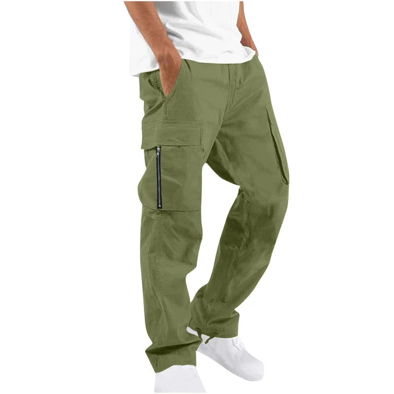 Men's Tactical Cargo Pants Multi Pocket Straight Leg Drawstring Waist Outdoor Hiking Work Casual Daily Street Travel Trousers