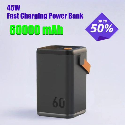 45W 60000mAh Fast Charging Power Bank Large Capacity Safe Portable Power Supply for Camping and Emergency Energy Storage
