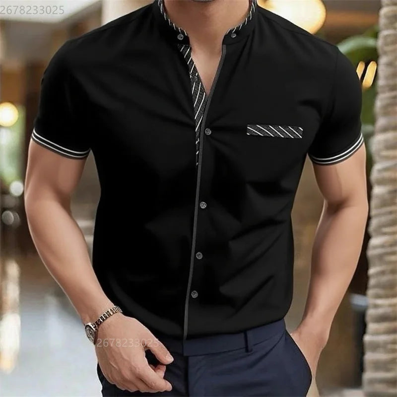 Men's shirt new 3D printed shirt Men's business office wear Men's short sleeve fashion casual breathable fabric XS-6XL