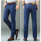New Ice Silk Thin Denim Jeans For Men Blue Straight Stretch Cotton Pants Business Casual Lightweight Trousers Spring Summer