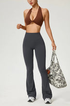 TRY TO BN Yoga Pants Pocket Back Flare Leggings Sports Fitness High Waisted Scrunch Leggings Workout Trousers Gym Woman Clothing