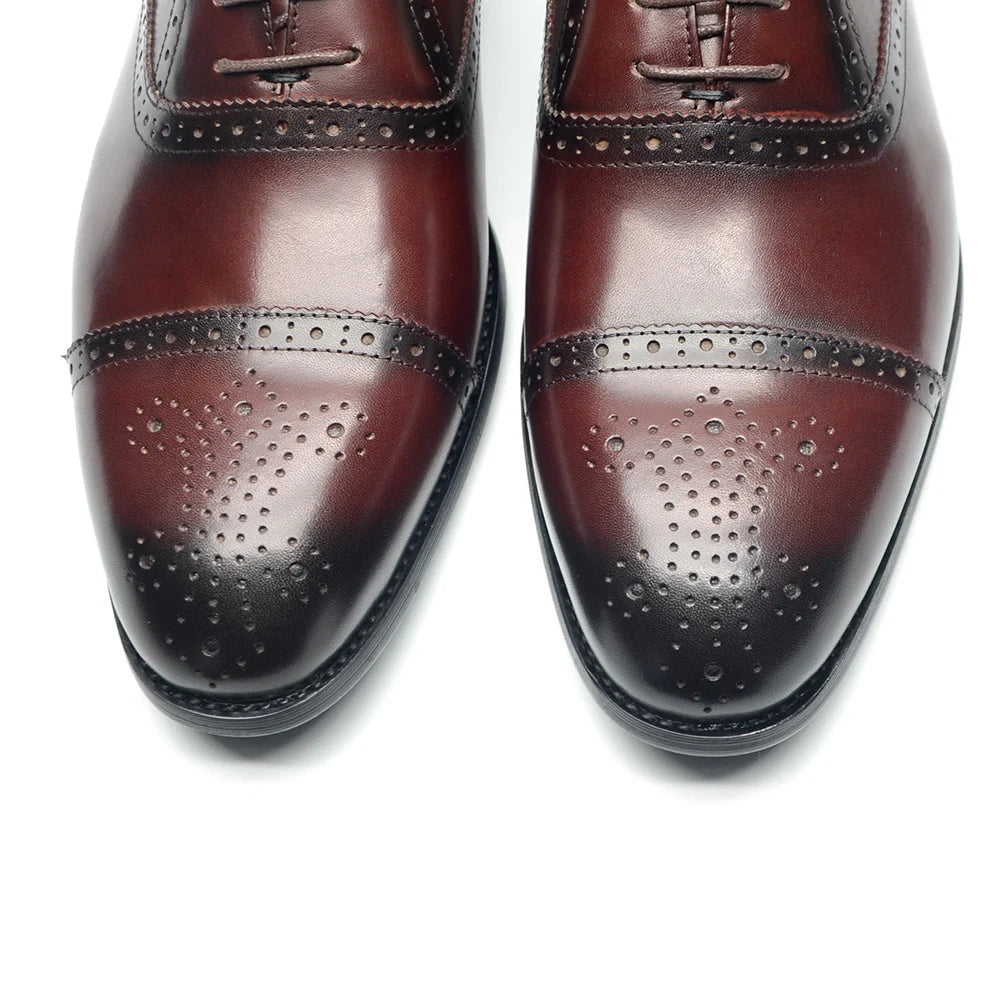 Luxury Italian Men's Wedding Dress Shoes Genuine Leather Cap Toe Lace-up Oxfords Lace-up Brogue Black Business Formal Shoes Man