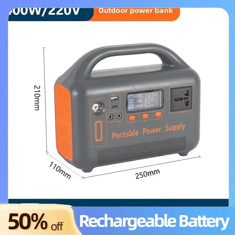 High-Capacity 400W Portable Power Station 192Wh LiFePO4 Battery AC 220V Solar Generator Fast Charge Power Bank for Camping