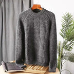 Wool Men Pullover Autumn Winter Thickening Warm Knitting Sweater Round Neck Raglan Sleeve Solid Long-Sleeve Casual Woolen Tops