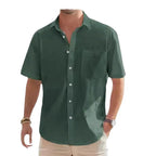Men's Cotton Linen Short Sleeve Shirt Casual Button Down Shirt with Pocket Summer Beach Breathable Loose Tops Large size S-6XL
