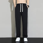 Summer New Men Sweatpants Joggers Straight Pants Neutral Breathable Loose Outdoor Quick Drying Fabric Striped Casual Trouser