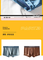 3PCS/Pack Luxury Ice Silk Satin-like Boxers Summer Smooth Cool Solid Men's Underpants Breathable Mesh Crotch Panties Underwear