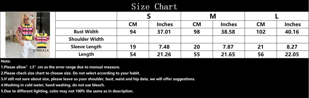 KONDALA Trendy Contrasting Colors Striped Tops Women Casual High Street Polo Shirts 2026 Summer Fashion Holiday Chic Knitted Top