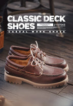 Maden Men's Vintage Boat Shoes Lace-up Round Toe Derby Shoes Low Top Boots British Style Classic Work Dress Shoes