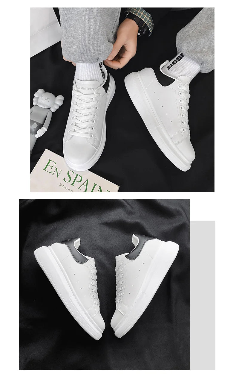 Men's breathable lightweight white shoes spring summer soft-sole comfort walking casual shoes fashion student sports baord shoes