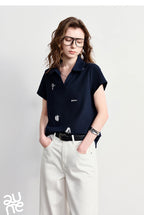 TOYOUTH Women Polo T-Shirt 2026 Summer Joint Name with Gongchangzhang Embroidered V-Neck Age-Reducing Trendy Tops