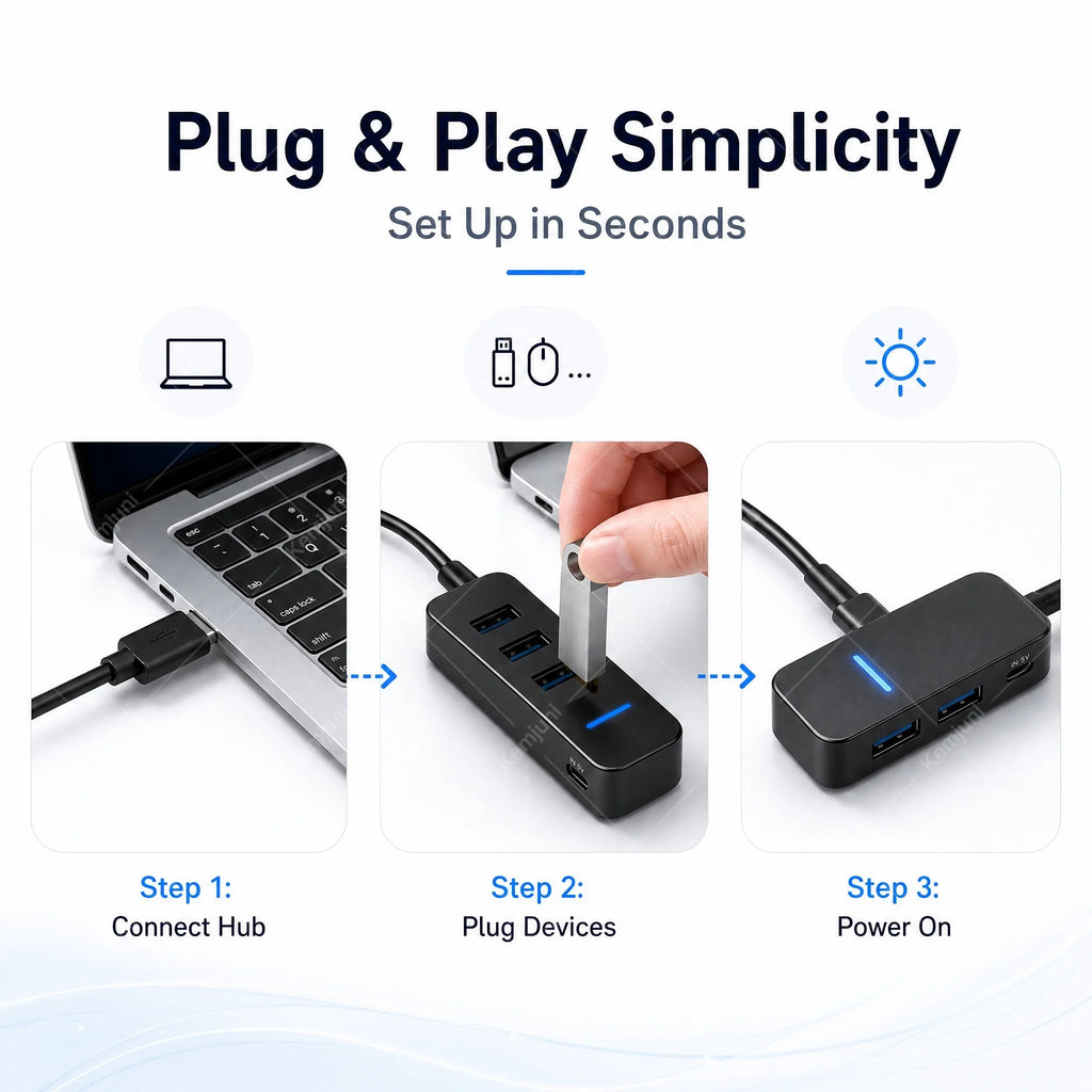 USB 3.0 Hub 4 Ports 5M Extension Cable Multi Port USB Hub Adapter High Speed Data Transfer for Laptop PC Computer Notebook