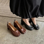 Elegant Thick High Heel Tabi Shoes Women Summer 2026 Comfort Pu Leather Designer Split Toe Pumps French Retro Sandals for Women