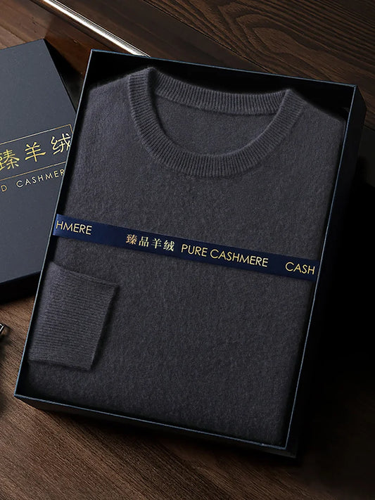 CHICUU Men's 100% Sweater O-neck Pullover Basic Long Sleeve Cashmere Knitwear Autumn Winter Smart Clothing Tops