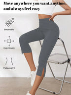 Women's High-Waisted Seven-Point Leggings Summer Thin Stretchy Fitness Sports Yoga Pants Wearable Outdoor