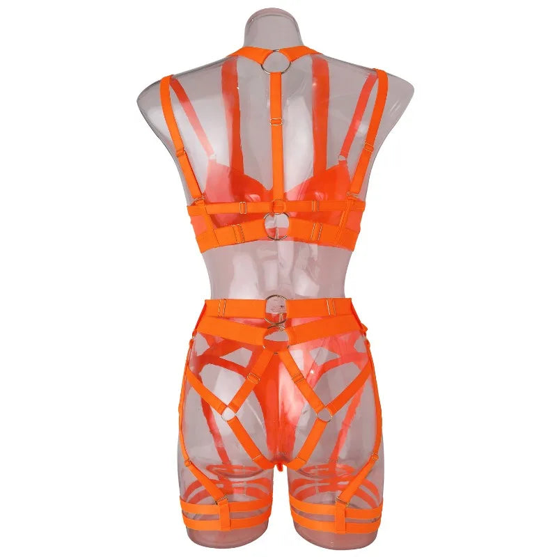 Toucheart Strap Cross Sexy Lingerie Body Shaping Separates Set Women Solid Color Sexy Hollow Out Underwear Metal Sheet Bra Set