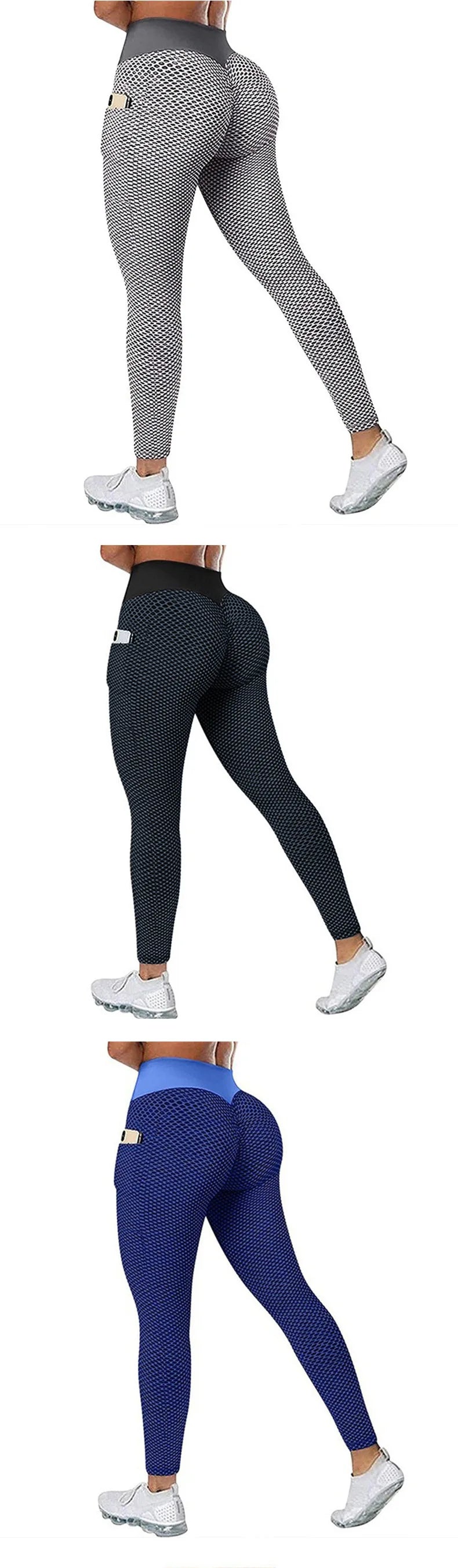 High Waist Yoga Pants with Pockets for Women Plus Size Tummy Control Gym Running Workout Butt Lifting Compression Leggings