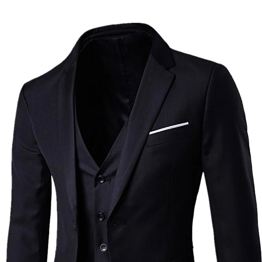 Men Blazers 3Pieces Sets Wedding Formal Elegant Business Luxury Full Vest Pants Coats Classic Jackets Suit Coat Blazers Trousers