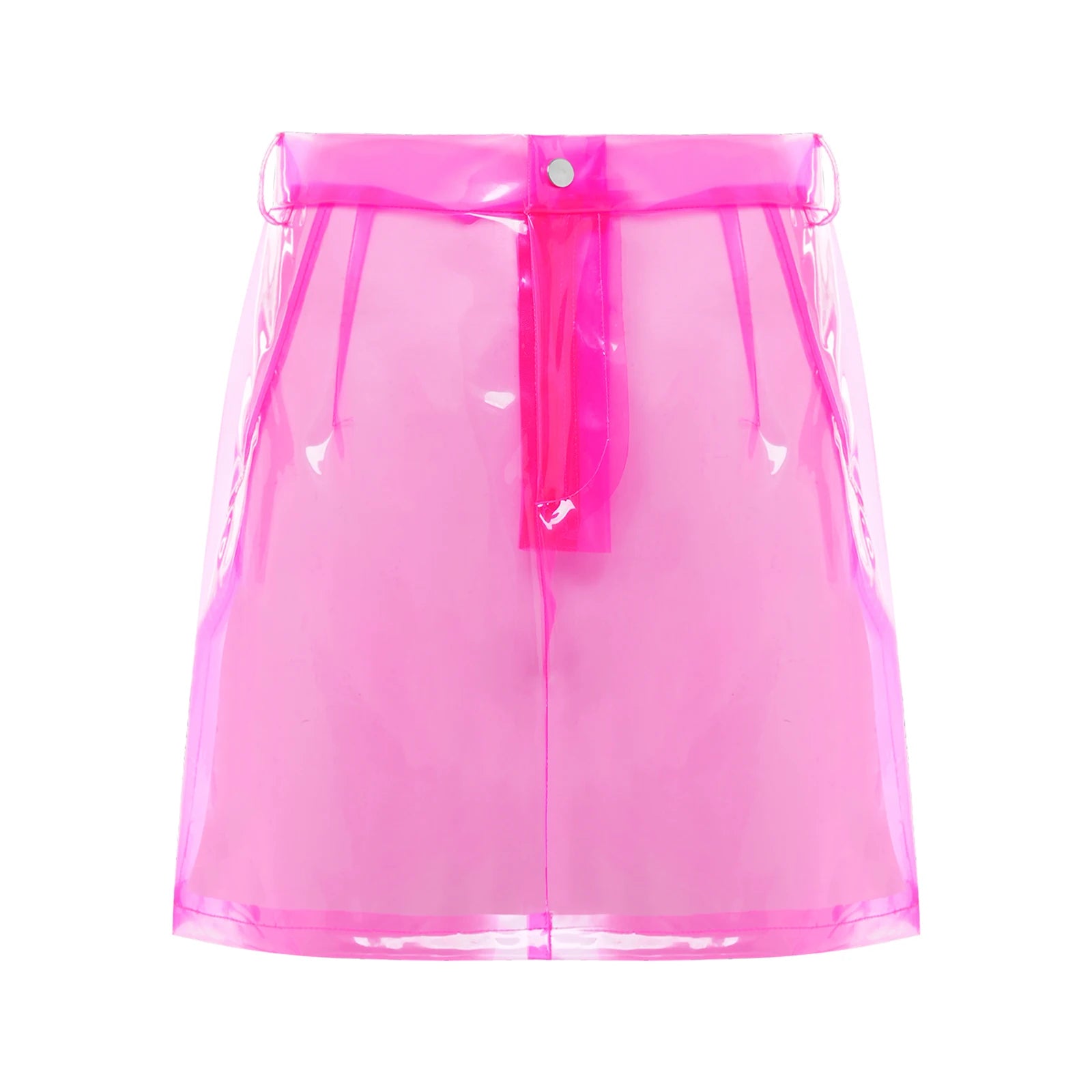Transparent Pvc Disco Jazz Dance Bodycon Skirt for Women High Waist Pencil Miniskirt with Pockets See Through Cover Up Clubwear