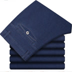 2023 Business Pure Cotton Spring and Summer Thin Men's Jeans Men's Stretch High Waist Loose Fashionable Comfortable Casual Pants